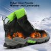 imageJMFCHI Kids Hiking Boots Boys Girls Outdoor Walking Climbing Sneaker Comfortable Nonslip Snow Shoes Hiker Boot Antiskid Steel Buckle Sole8065black Green