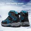 imageJMFCHI Kids Hiking Boots Boys Girls Outdoor Walking Climbing Sneaker Comfortable Nonslip Snow Shoes Hiker Boot Antiskid Steel Buckle Sole8112black Blue