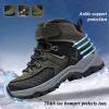 imageJMFCHI Kids Hiking Boots Boys Girls Outdoor Walking Climbing Sneaker Comfortable Nonslip Snow Shoes Hiker Boot Antiskid Steel Buckle Sole8112black Green