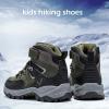 imageJMFCHI Kids Hiking Boots Boys Girls Outdoor Walking Climbing Sneaker Comfortable Nonslip Snow Shoes Hiker Boot Antiskid Steel Buckle Sole8112black Green