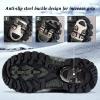imageJMFCHI Kids Hiking Boots Boys Girls Outdoor Walking Climbing Sneaker Comfortable Nonslip Snow Shoes Hiker Boot Antiskid Steel Buckle Sole8112black Green