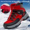 imageJMFCHI Kids Hiking Boots Boys Girls Outdoor Walking Climbing Sneaker Comfortable Nonslip Snow Shoes Hiker Boot Antiskid Steel Buckle Sole8112black Red