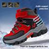 imageJMFCHI Kids Hiking Boots Boys Girls Outdoor Walking Climbing Sneaker Comfortable Nonslip Snow Shoes Hiker Boot Antiskid Steel Buckle Sole8112black Red