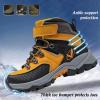 imageJMFCHI Kids Hiking Boots Boys Girls Outdoor Walking Climbing Sneaker Comfortable Nonslip Snow Shoes Hiker Boot Antiskid Steel Buckle Sole8112black Yellow