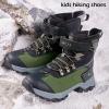 imageJMFCHI Kids Hiking Boots Boys Girls Outdoor Walking Climbing Sneaker Comfortable Nonslip Snow Shoes Hiker Boot Antiskid Steel Buckle Sole8137black Green