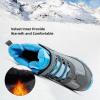 imageJMFCHI Kids Hiking Boots Boys Girls Outdoor Walking Climbing Sneaker Comfortable Nonslip Snow Shoes Hiker Boot Antiskid Steel Buckle Sole8137grey Blue