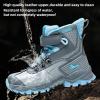 imageJMFCHI Kids Hiking Boots Boys Girls Outdoor Walking Climbing Sneaker Comfortable Nonslip Snow Shoes Hiker Boot Antiskid Steel Buckle Sole8137grey Blue