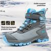 imageJMFCHI Kids Hiking Boots Boys Girls Outdoor Walking Climbing Sneaker Comfortable Nonslip Snow Shoes Hiker Boot Antiskid Steel Buckle Sole8137grey Blue