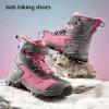 imageJMFCHI Kids Hiking Boots Boys Girls Outdoor Walking Climbing Sneaker Comfortable Nonslip Snow Shoes Hiker Boot Antiskid Steel Buckle Sole8137grey Pink