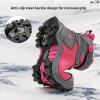 imageJMFCHI Kids Hiking Boots Boys Girls Outdoor Walking Climbing Sneaker Comfortable Nonslip Snow Shoes Hiker Boot Antiskid Steel Buckle Sole8137grey Pink