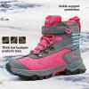 imageJMFCHI Kids Hiking Boots Boys Girls Outdoor Walking Climbing Sneaker Comfortable Nonslip Snow Shoes Hiker Boot Antiskid Steel Buckle Sole8137grey Pink