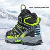 imageJMFCHI Kids Hiking Boots Boys Girls Outdoor Walking Climbing Sneaker Comfortable Nonslip Snow Shoes Hiker Boot Antiskid Steel Buckle Sole8163black Green