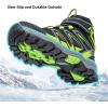 imageJMFCHI Kids Hiking Boots Boys Girls Outdoor Walking Climbing Sneaker Comfortable Nonslip Snow Shoes Hiker Boot Antiskid Steel Buckle Sole8163black Green