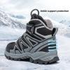 imageJMFCHI Kids Hiking Boots Boys Girls Outdoor Walking Climbing Sneaker Comfortable Nonslip Snow Shoes Hiker Boot Antiskid Steel Buckle Sole8163black Grey Silver