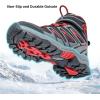 imageJMFCHI Kids Hiking Boots Boys Girls Outdoor Walking Climbing Sneaker Comfortable Nonslip Snow Shoes Hiker Boot Antiskid Steel Buckle Sole8163black Red