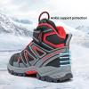 imageJMFCHI Kids Hiking Boots Boys Girls Outdoor Walking Climbing Sneaker Comfortable Nonslip Snow Shoes Hiker Boot Antiskid Steel Buckle Sole8163black Red
