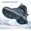 imageJMFCHI Kids Hiking Boots Boys Girls Outdoor Walking Climbing Sneaker Comfortable Nonslip Snow Shoes Hiker Boot Antiskid Steel Buckle Sole8163blue Yellow