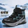 imageJMFCHI Kids Hiking Boots Boys Girls Outdoor Walking Climbing Sneaker Comfortable Nonslip Snow Shoes Hiker Boot Antiskid Steel Buckle Sole8196kblack Blue