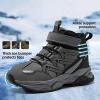 imageJMFCHI Kids Hiking Boots Boys Girls Outdoor Walking Climbing Sneaker Comfortable Nonslip Snow Shoes Hiker Boot Antiskid Steel Buckle Sole8196kgrey