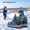 imageJMFCHI Kids Hiking Boots Boys Girls Outdoor Walking Climbing Sneaker Comfortable Nonslip Snow Shoes Hiker Boot Antiskid Steel Buckle SoleBlue