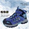 imageJMFCHI Kids Hiking Boots Boys Girls Outdoor Walking Climbing Sneaker Comfortable Nonslip Snow Shoes Hiker Boot Antiskid Steel Buckle SoleBlue