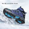 imageJMFCHI Kids Hiking Boots Boys Girls Outdoor Walking Climbing Sneaker Comfortable Nonslip Snow Shoes Hiker Boot Antiskid Steel Buckle SoleBlue