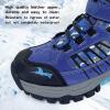 imageJMFCHI Kids Hiking Boots Boys Girls Outdoor Walking Climbing Sneaker Comfortable Nonslip Snow Shoes Hiker Boot Antiskid Steel Buckle SoleBlue