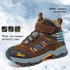 imageJMFCHI Kids Hiking Boots Boys Girls Outdoor Walking Climbing Sneaker Comfortable Nonslip Snow Shoes Hiker Boot Antiskid Steel Buckle SoleBrown