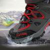 imageJMFCHI Kids Hiking Boots Boys Girls Outdoor Walking Climbing Sneaker Comfortable Nonslip Snow Shoes Hiker Boot Antiskid Steel Buckle SoleRedBlackGrey