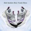 imageJMFCHI Kids Sneakers Boys Girls Tennis Running Shoes Outdoor Hiking Sneaker for Boys Athletic BreathableGreyPurple8225