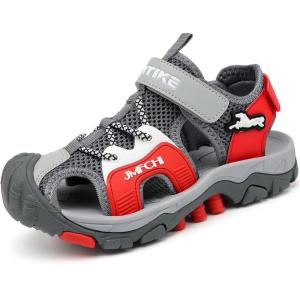 imageJMFCHI Boys Girls Sports Sandals Summer Kids Closed Toe Outdoor Sandals Athletic Water Shoes Sandals Child Pool Beach Sandals Quick Drying Slip Resistant8123grey Red
