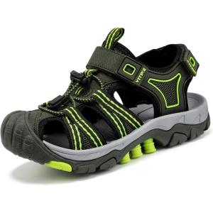 imageJMFCHI Boys Girls Sports Sandals Summer Kids Closed Toe Outdoor Sandals Athletic Water Shoes Sandals Child Pool Beach Sandals Quick Drying Slip ResistantBlackGreen8109