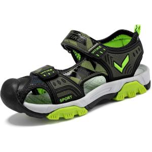 imageJMFCHI Boys Girls Sports Sandals Summer Kids Closed Toe Outdoor Sandals Athletic Water Shoes Sandals Child Pool Beach Sandals Quick Drying Slip ResistantBlackGreen8036