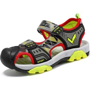 imageJMFCHI Boys Girls Sports Sandals Summer Kids Closed Toe Outdoor Sandals Athletic Water Shoes Sandals Child Pool Beach Sandals Quick Drying Slip ResistantGreyRed8036