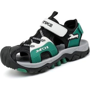 imageJMFCHI Boys Girls Sports Sandals Summer Kids Closed Toe Outdoor Sandals Athletic Water Shoes Sandals Child Pool Beach Sandals Quick Drying Slip Resistant8123black Green