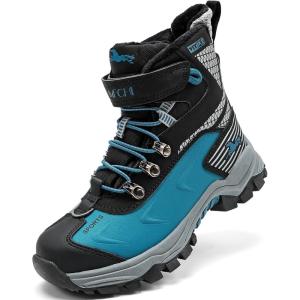 imageJMFCHI Kids Hiking Boots Boys Girls Outdoor Walking Climbing Sneaker Comfortable Nonslip Snow Shoes Hiker Boot Antiskid Steel Buckle Sole8137black Blue
