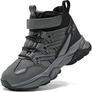 imageJMFCHI Kids Hiking Boots Boys Girls Outdoor Walking Climbing Sneaker Comfortable Nonslip Snow Shoes Hiker Boot Antiskid Steel Buckle Sole8196kgrey