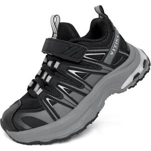 imageJMFCHI Kids Sneakers Boys Girls Tennis Running Shoes Outdoor Hiking Sneaker for Boys Athletic Breathable8185kblackGrey