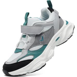 imageJMFCHI Kids Sneakers Boys Girls Tennis Running Shoes Outdoor Hiking Sneaker for Boys Athletic BreathableGreyGreen8225