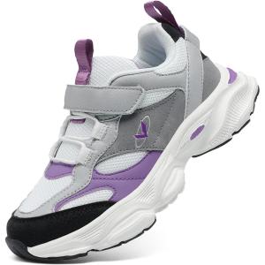 imageJMFCHI Kids Sneakers Boys Girls Tennis Running Shoes Outdoor Hiking Sneaker for Boys Athletic BreathableGreyPurple8225