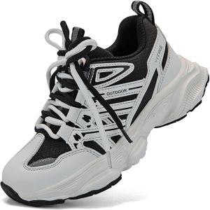 imageJMFCHI Kids Sneakers Boys Girls Tennis Running Shoes Outdoor Hiking Sneaker for Boys Athletic BreathableWhiteBlack8230