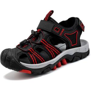 imageJMFCHI Boys Girls Sports Sandals Summer Kids Closed Toe Outdoor Sandals Athletic Water Shoes Sandals Child Pool Beach Sandals Quick Drying Slip ResistantBlackRed8109
