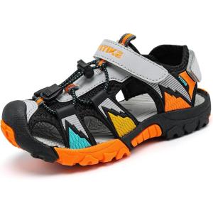 imageJMFCHI Boys Girls Sports Sandals Summer Kids Closed Toe Outdoor Sandals Athletic Water Shoes Sandals Child Pool Beach Sandals Quick Drying Slip Resistant8009blackGrey