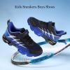 imageJMFCHI Kids Sneakers Boys Girls Tennis Running Shoes Outdoor Hiking Sneaker for Boys Athletic BreathableBlackDrak Blue8267