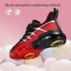 imageJMFCHI Kids Sneakers Boys Girls Tennis Running Shoes Outdoor Hiking Sneaker for Boys Athletic BreathableBlackRed8267