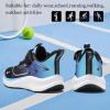 imageJMFCHI Boys Girls Kids Sneakers Knitted Mesh Sports Shoes Breathable Lightweight Running Shoes for Kids Fashion Athletic Casual ShoesBlackBlue8275