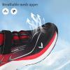 imageJMFCHI Boys Girls Kids Sneakers Knitted Mesh Sports Shoes Breathable Lightweight Running Shoes for Kids Fashion Athletic Casual ShoesBlackRed8275