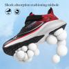 imageJMFCHI Boys Girls Kids Sneakers Knitted Mesh Sports Shoes Breathable Lightweight Running Shoes for Kids Fashion Athletic Casual ShoesBlackRed8275