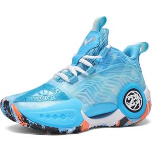 imageJMFCHI Kids Basketball Shoes Hightop Sports Shoes Sneakers Durable Laceup NonSlip Running Shoes Secure for Little Kids Big Kids and Boys GirlsBlue8272