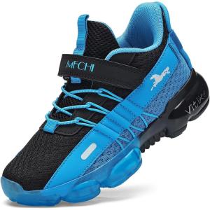 imageJMFCHI Boys Girls Kids Sneakers Knitted Mesh Sports Shoes Breathable Lightweight Running Shoes for Kids Fashion Athletic Casual ShoesBlackPeacock Blue8100